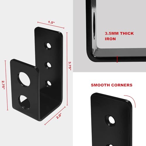 SecurityMan Heavy Duty 2x4 Door Barricade Brackets - 700lbs of Force, Door Brace Install in -(2pc) Thick 3.5mm Iron Metal U Bracket | Rust Proof - Gate Bar Holder for Indoor/Outdoor Door Security Bar