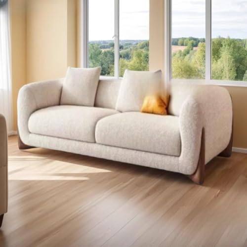 Image of Boucle Fabric Modern Design Sofa with Pillow or Strong Woden Legs Best for Living Room, Halways, Garden (2 Seater)