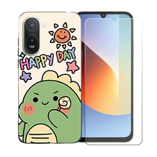 CongJiaLingXi�P�[�X�K�p �� POCO C85x (6.9") �K�p �� �d�����ꂽ�K���X�X�N���[���v���e�N�^�[�A�_�炩���V���R�[���V�F���o���p�[�h�Ռ�TPU�ی�J�o�[�������,LLM49