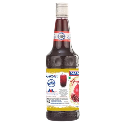Image of Manama Grenadine (Pomegranate) Syrup | Mixer for Mocktails, Cocktails, Drinks, Juices, Beverages | Non Alcoholic Mix 750ML Bottle