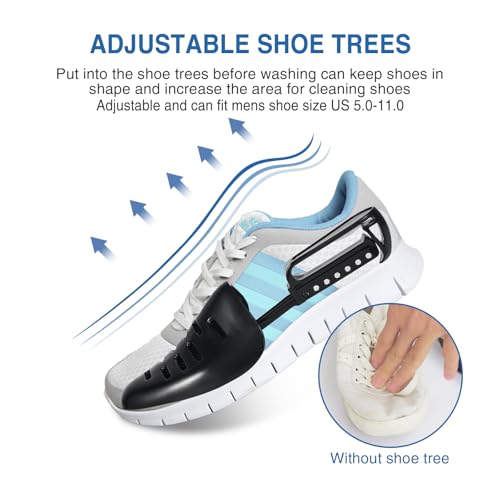 Shoe Washing Bag for Washing Machine, Fluffy Fibers Keep 360° Wrap-around Cleaning, Adjustable Shoe Trees, Durable Hidden Zipper Reusable Laundry Bag for Sneaker Gym Shoes White4