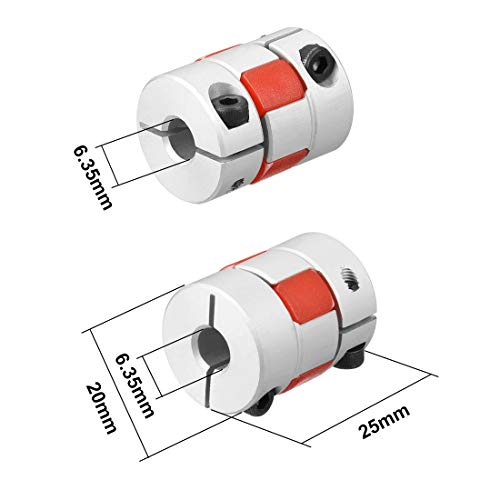 Uxcell 2Pcs Shaft Coupling 6.35Mm To 6.35Mm Bore L25Xd20 Flexible Coupler Joint For Servo Stepped Motor #TOP1