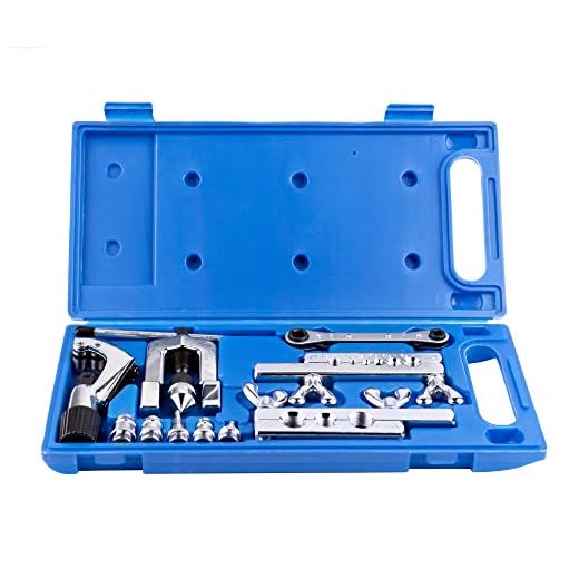 ICOOL Single Flaring Tool & Swaging Tool Kit, Brake Line Flaring Tool with Ratchet Wrench & Tubing Cutter for Copper HVAC Water Gas Pipe Brass Magnesium and Soft Steel Lines