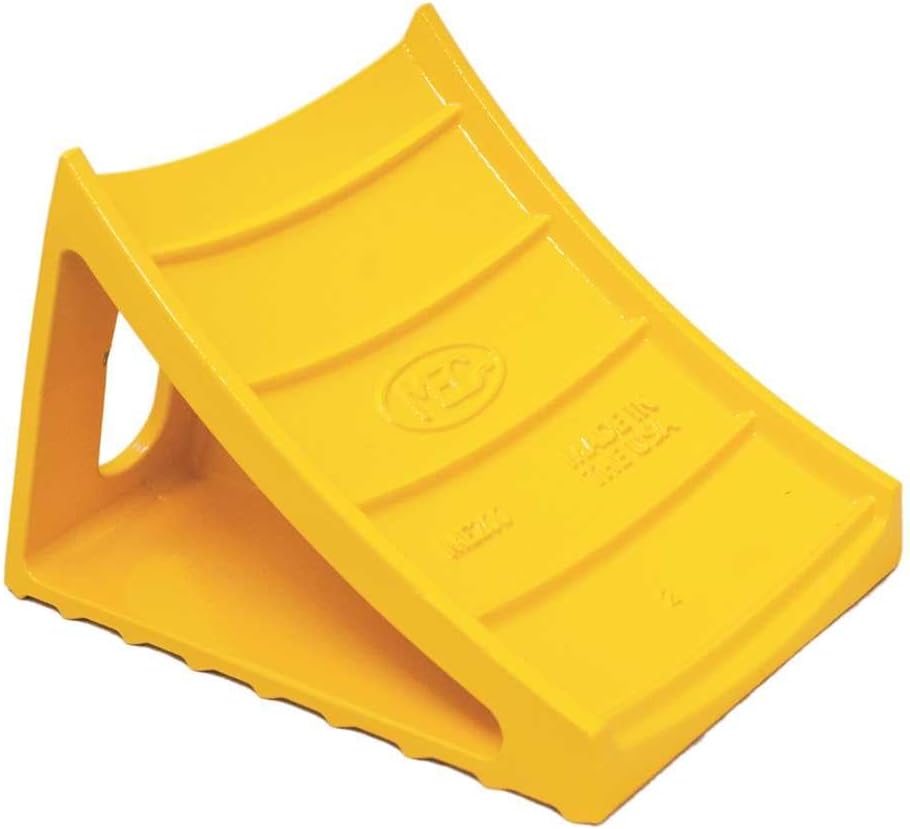 MEC WHEEL CHOCK BLOCK CAST ALUMINUM- SAFETY YELLOW
