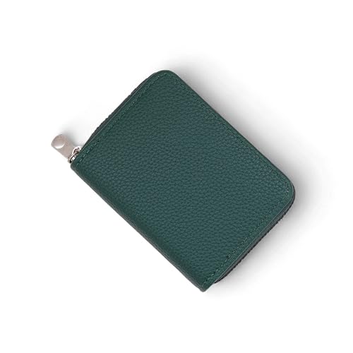 Image of 9 Slot RFID Genuine Leather Credit Debit Card Holder Wallet Money Zipper Coin Purse for Men & Women (Green)