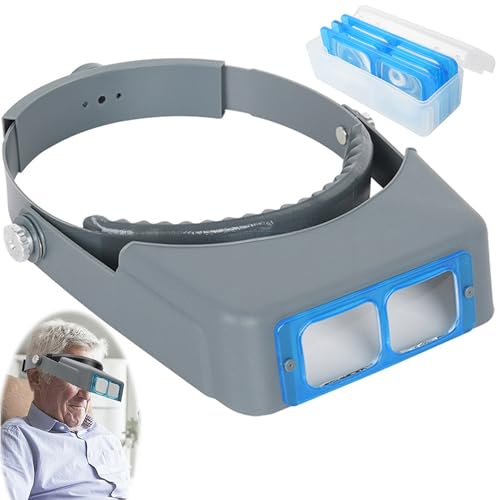 SQAQS Lupa para Diadema, 1.5X, 2X, 2.5X, 3.5X de Aumentos, Lentes Extraíbles, Lupa de Diadema, para Aficiones, Electricistas, Joyeros, Manualidades y Personas Mayores, Gafas de Aumento
