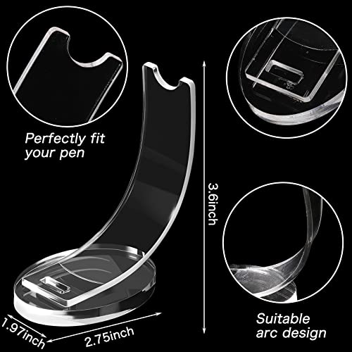 Spakon 2 Pieces Acrylic Pen Holder Display Stand Pencil Display Holder Fountain Pen Ballpoint Rack Desk Pencil Wand Showcase, Paintbrush Drying Rack for Home Office(Transparent)