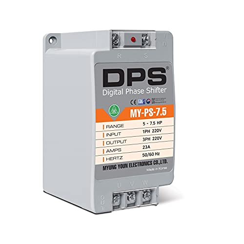 Single Phase to 3 Phase Converter, MY-PS-7.5 Model, Suitable for 5HP(3.7Kw) 15 Amp 200-240V 3 Phase Motor, One DPS Should Be Used for One Motor, Input/Output 200V-240V, Digital Type