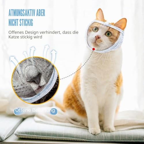 DONGKER Katze Maulkorb, Katzenmaulkorb mit Atmungsaktivem Mesh und PVC Gesichtsschutz für Kätzchen Katzen Verhindern Beißen Kauen Katzenpflege