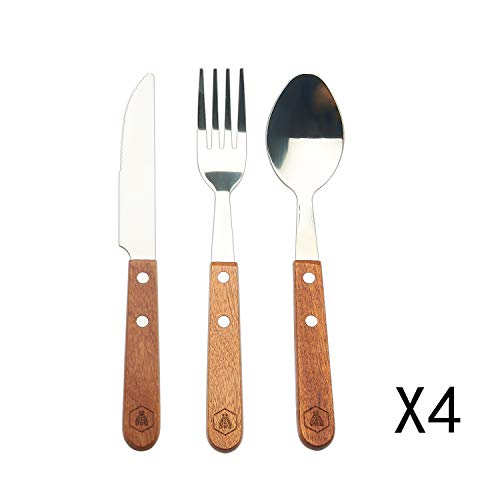 LAGUIOLE - Komplettes Picknick-Set - 18-teilig - Messer - Gabeln - Korkenzieher - Kiefernholzgriffe