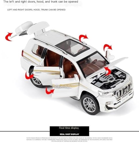 Image of Invite Enterprise Compatible for 1:24 Toyota Prado Toy Car Model, Diecast Collectible Pull Back Model Car with Sound and Light, Toy Gift Vehicles for Adults Kids Boys Girls【Black】
