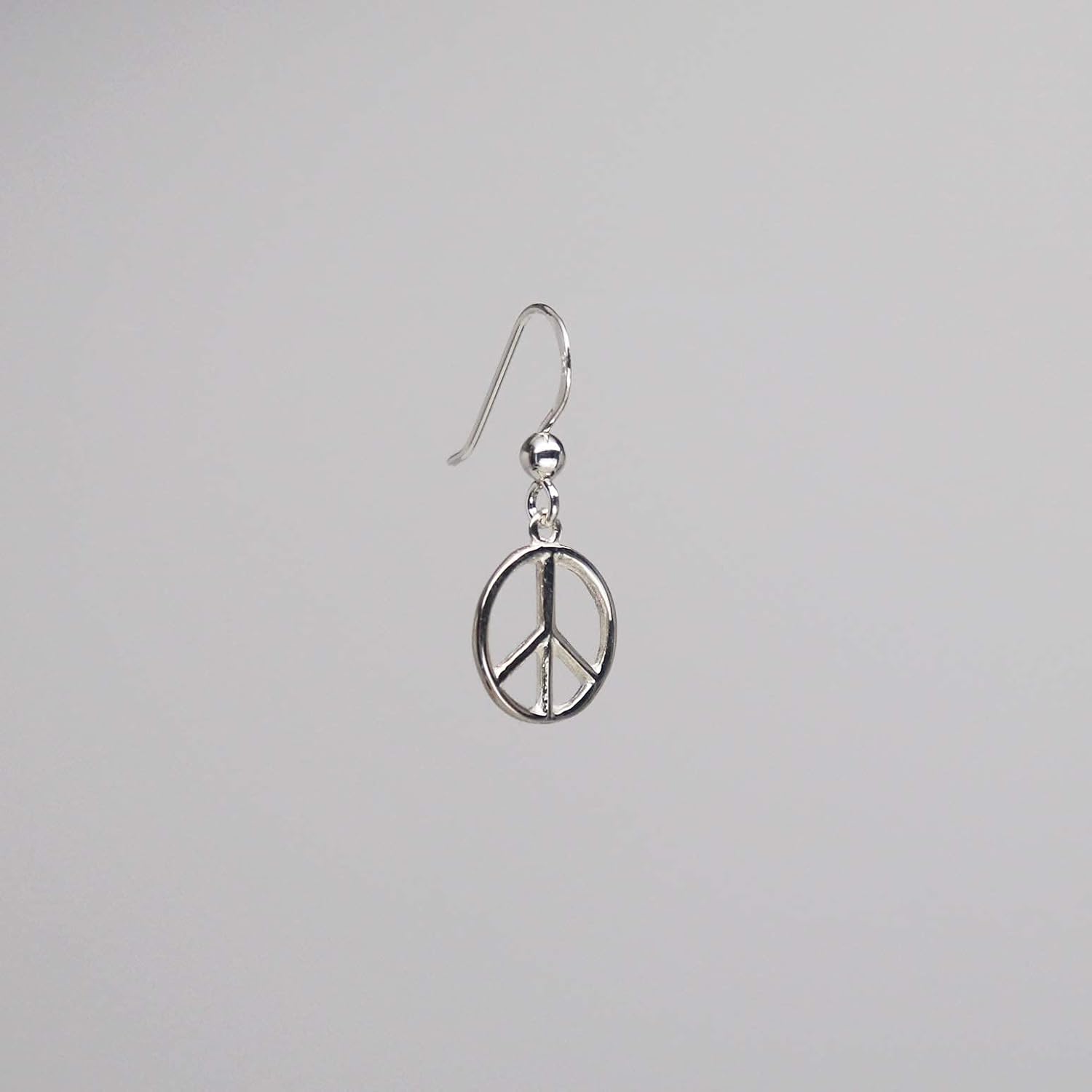 USA 925 Sterling Silver Peace Sign Dangle Earrings