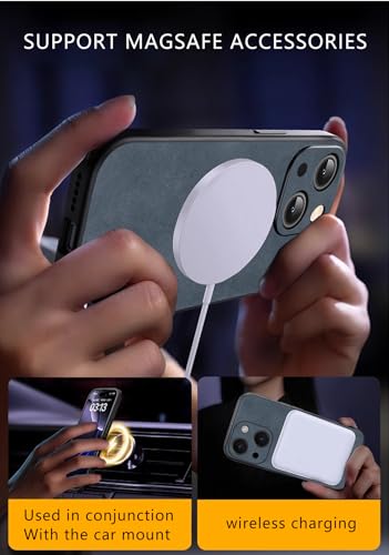 Coque iPhone 15 MagSafe bleu daim étui antichoc et léger