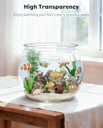 Image of Pawfly Small Plastic Fish Bowl, Clear Round 1.5 Gallon Fish Tank for Small Fish, Unbreakable Small Fishbowl Desktop Aquarium, Shatterproof Betta Fish Tank Goldfish Bowl, Decorative Globe Vase