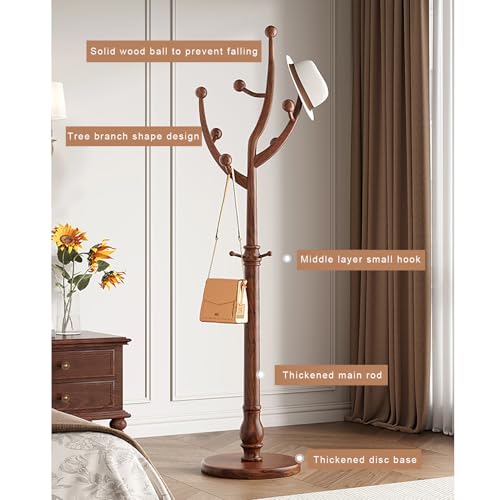 Porte-manteau robuste bois noir 188 cm haute qualité