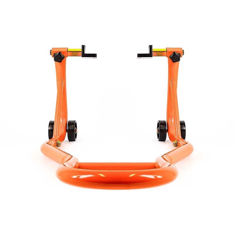 Béquille lève-Moto d'atelier avec Supports pour Roue arrière à Patins (Prise sous Bras oscillant) - Orange
