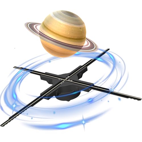 17.7 inch HD 3D Hologram Fan Projector Halloween Display 65s Projector Lamp 1400P Hi-Resolution Holographic Projector Fan for Business,Store,Shop,Bar