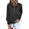 Womens Loose Fit Shirts Lapel V Neck Polo Pullover... #3