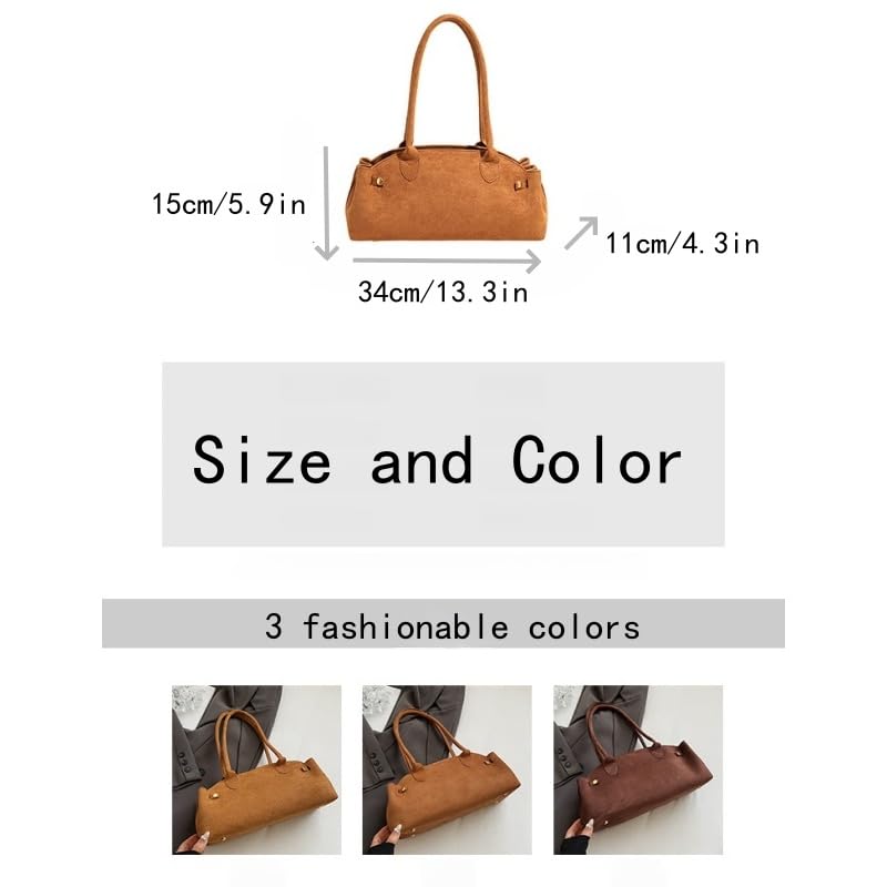Faux Suede Top Handle Hobo Handbag, Casual Vintage Underarm Bags, Large Capacity Trendy Classic Shoulder Bag for Women 7