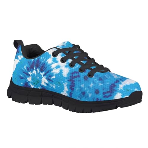 HUIACONG Kids Walking Running Shoes Blue Tie Dye Swirl Boys Sport Shoes Size 4 Girls Training Sneakers Children Lightweight Outdoor Gym Trainers for Little Kid Flats Casual Footwear2