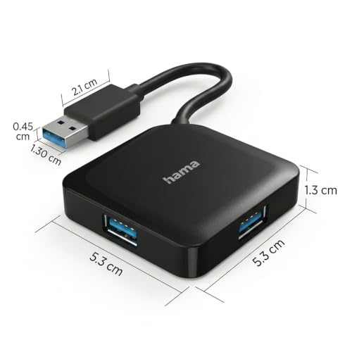 Image of Hama 4-in-1 USB 3.2 Hub - 4-Port USB-A Splitter | with USB-C Adapter, 5Gbps Fast Data Transfer, Plug & Play Expander for Laptop, MacBook, PC & Type-C Devices 5 Years Warranty