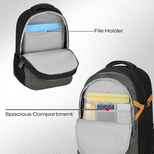 Image of Safari Terra 3 37L Casual Printed Backpack, School Bag for Boys and Girls, Travel Bag for Men and Women, 3 Compartments, Raincover, Armour Base, Organiser, Bottle Holder, Front Pocket, Olive