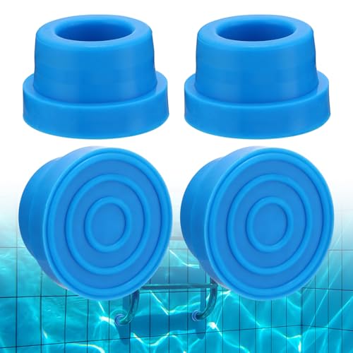 Pool Ladder Bumpers for Inground Pool - Fit 1.9 Standard Ladder Tubing Rubber End Caps to Protect Vinyl Liner and Walls Blue (4 Pack)