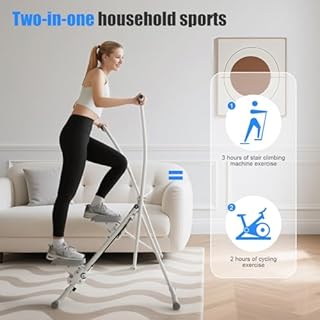 Air Walker Glider Exercise Machine Cross Trainers Folding Vertical Climber Stair Stepper with LCD Display Home Fitness Full Body Cardio Adjustable Handlebar and Pedals 265lbs Capacity White