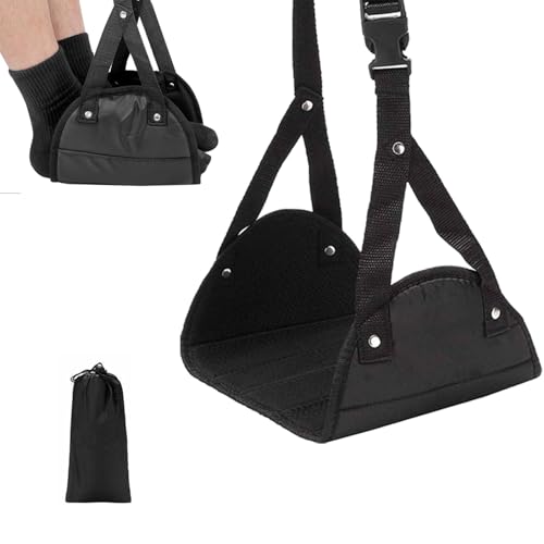 Airplane Foot Rest &ndash; Portable Adjustable Foot Hammock for Flightl, Office, and Long Flights, Ergonomic Design for Foot and Leg Comfort, Easy to Use, Lightweight and Compact for Carry-On
