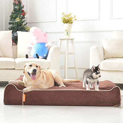 Image of Laifug Orthopedic Memory Foam Extra Large Dog Bed Pillow(50 inchx36 inchx10 inch, Chocolate) Durable Water Proof Liner & Removable Washable Cover & Smart Design