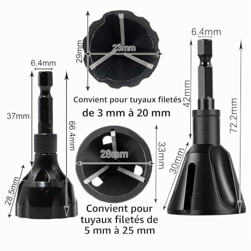 2 Pièces Outil de Chanfrein Externe Deburring Tool,D'ébavurage Externe Fraise Métal,Ébavurage Outil Externe de Chanfrein,3-20mm 5-25mm Ebavureur Réparer Les Vis pour Réparation de L'acier,du Cuivre – vue 2