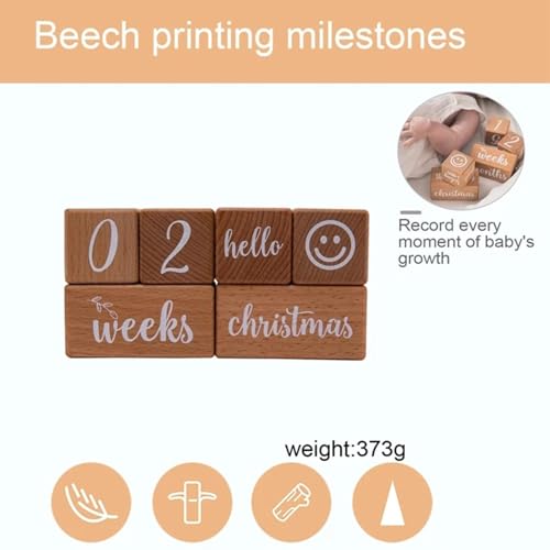 Juego de hitos de madera para bebés: de seguimiento digital, acabado liso, accesorios de registro de crecimiento mensual, pantalla de memoria de fotografía | Bloques de hitos para bebé, recuerdo - imagen 8