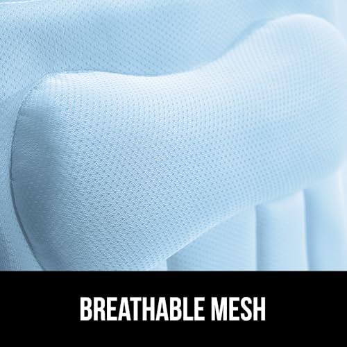 Image of GORILLA GRIP Bath Pillow for Tub, 6 Strong Suction Cups, 4D Mesh FlexComfort Headrest for Neck, Head and Back Support, Luxury Machine Washable Pillows, Bathtub Accessories, Spa Gifts for Women, Blue