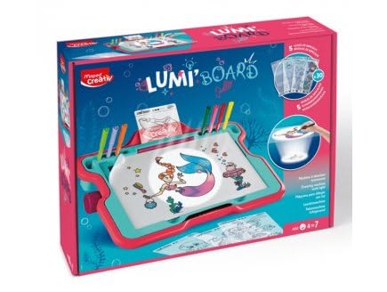 cavernedesjouets Machine a dessiner lumineuse enfant, monde magique sirenes - table studio projecteur dessin lumi board - set creatif et 1 carte