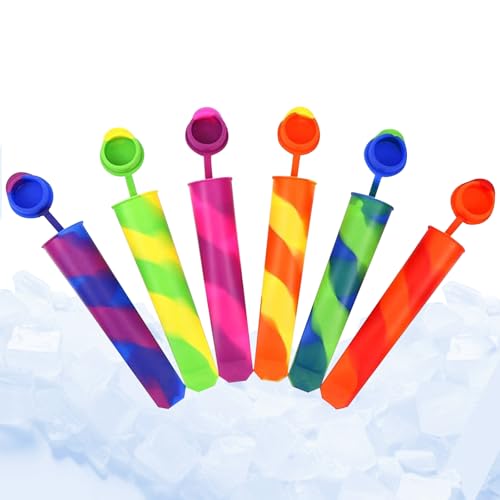 Eisförmchen Popsicle Formen, 6 Stück Wassereis Eislutscher, Eisformen Wassereis mit Deckel, Wiederverwendbar Popsicle Eisform für Wassereis für Kinder, BPA Frei - Bunt Eisförmchen Popsicle Formen, 6 Stück Wassereis Eislutscher, Eisformen Wassereis mit Deckel, Wiederverwendbar Popsicle Eisform für Wassereis für Kinder, BPA Frei - Bunt