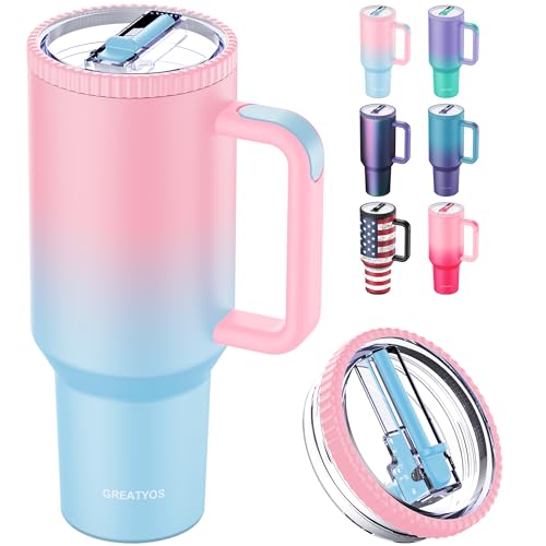 Greatyos 40 oz Tumbler with Flip Straw Lid