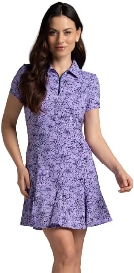 IBKUL Athleisure Wear Sun Protective UPF 50+ Icefil Cooling Diana Print Short Sleeve Godet Dress - 69930 - Image 9