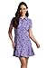 IBKUL Athleisure Wear Sun Protective UPF 50+ Icefil Cooling Diana Print Short Sleeve Godet Dress - 69930 Lavender/Navy/Diana/M