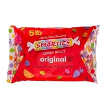 Smarties Candy Bulk Rolls Original Flavor, Gluten & Vegan Free, Classic Sweetness from Family Owned Company Since 1949, Peanut-Free & Dairy-Free, Perfect Halloween, 5 lb Bag
