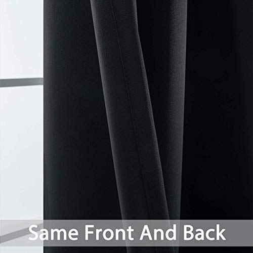 Yakamok Thermal Insulated Blackout Curtains Solid Grommet Window Drapery Bedroom/Living Room, Black,W52 x L96, 2 Panels