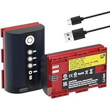 LP LP-E6, LP-E6N Battery 2-Pack 2600mAh USB-C Charging, LED Display Replacement Batteries for Canon EOS R6 R5 R 90D 80D 70D 60D 60DA 6D 6D Mark II 5D Mark II/III/IV 5DS 5DS R 7D 7D Mark II XC15 XC10