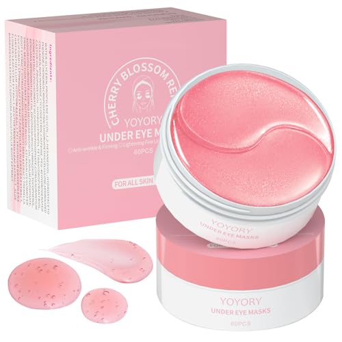 YOYORY Under Eye Patches for Dark Circles and Puffiness, 60 Pcs Collagen Eye Masks for Eye Bags, Fine Lines & Wrinkles, Eye Treatment with Hyaluronic Acid for Hydrating & Moisturizing, Pink