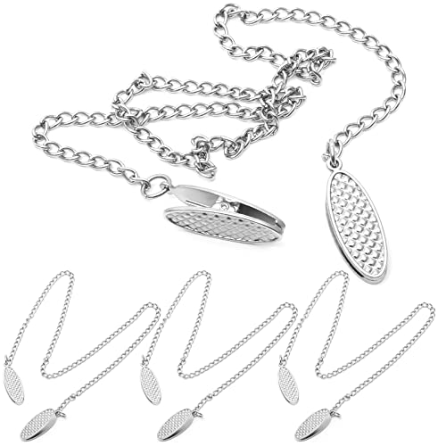 4 Pcs Napkin Chain with Clip Silver, Personal Serviette Chain with Clips, Elegant Serviette Holder Clips for Adult Kid and Pet (18.9 Inch)