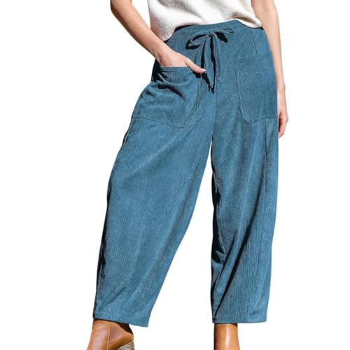 Velours côtelé et lin s'associent dans ce pantalon large femme ultra confort