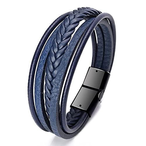 LIRU Herren Lederarmband,Herrenarmbänder Multi-Layer Retro Geflochtenes...