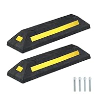 Relaxdays Radstopper, 2er Set, Anfahrschutz Garage, Reflektoren, HxBxT: 8,5 x 53 x 14,5 cm, Garagenstopper, schwarz/gelb