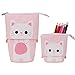 Produktbild Federmäppchen Große Kapazität Stehen Leinwand Reißverschluss Mäppchen Niedlich Katze Make-up Tasche Teleskopisch Bleistifthalter Beutel für Schule Büro (Rosa)