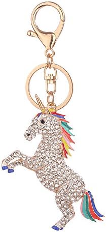 Funbase Crystal Unicorn Keychain 3D Horse Keyring Charm Purse Handbag Pendant