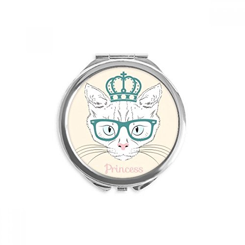 Chat blanc miroir de poche portable princesse pour retouches maquillage en voyage