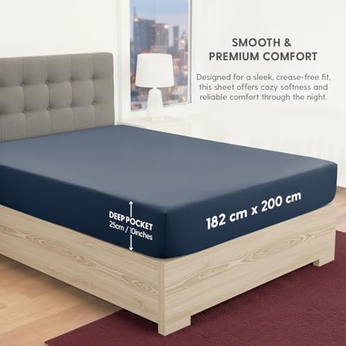 Drap-housse super king size bleu marine Sleepdown en polycoton